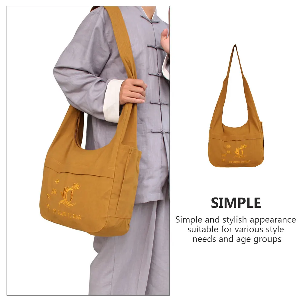 

Sling Bag Large Capacity Delicate Fabric Crossbody Pouch for Women Daily Use Monk Bag Ethnic Style Storage Pouch