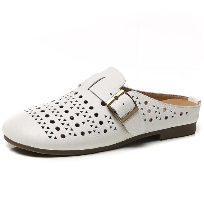 

Женские летние тапочки из натуральной кожи, новая обувь для ленивых, тапочки на плоской подошве, женские сандалии Dames Muiltjes 35-40