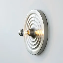 Medieval Bauhaus Wall Lamp LED Metal Silver Ripple UFO Wall Lamp Bedroom, Living Room, Background Wall, Corridor Light