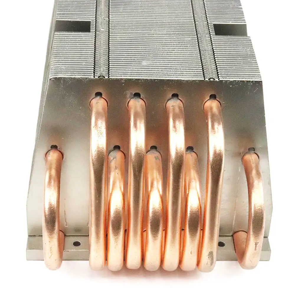 Dongguan High Performance Copper Tubes Pipe Sink 9 Heat Pipes Zipper Fin Heat Sink For 800w Led Lighting