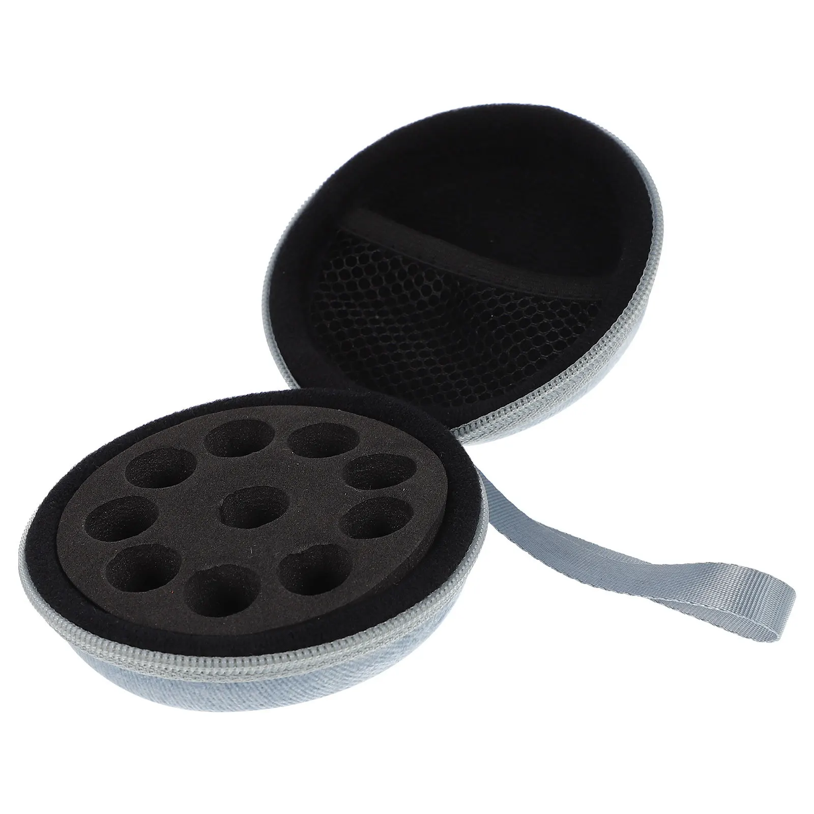 กล่องใส่น้ำมันหอมระเหยพร้อมช่องตาข่าย กล่องจัดระเบียบแบบพกพาสำหรับน้ำมัน ยาทาเล็บ ที่ใส่ขวดทรงกลมแบบพกพาสะดวกสำหรับการเดินทาง