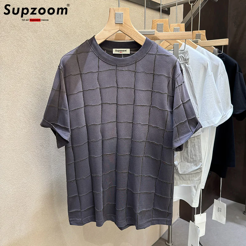 Supzoom Neue Ankunft Sommer Top Mode Neutral Künstlerische Textur Aushöhlen Oansatz Casual Schwere Baumwolle Ins Lose Männer T-shirt