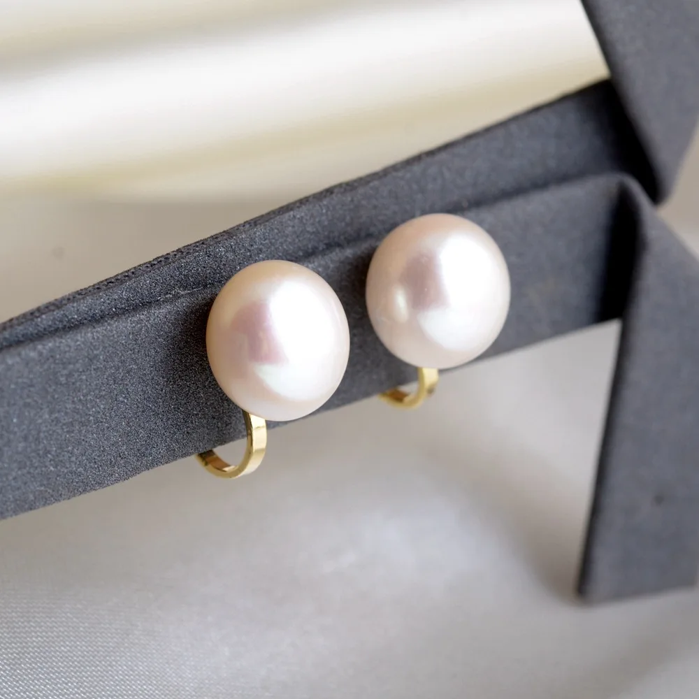 GRACE JUN Top Quality Freshwater Pearls Silver Plated Clip on Earrings for Women Girl Party Wedding Cuff Fake Piercing Ear Clip