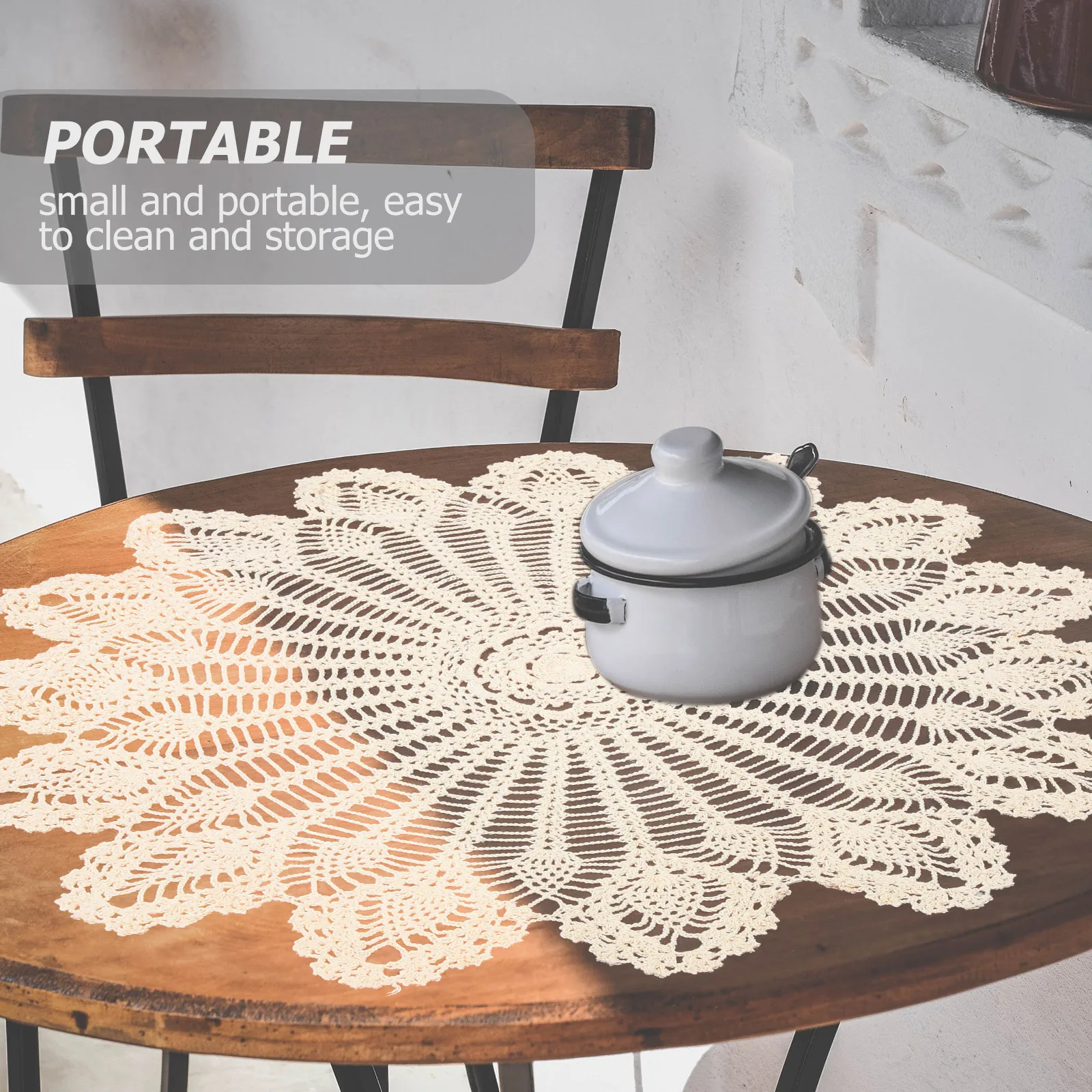 

Delicate Tablecloth Handmade White Pure Cloth Washable Dining Table Cover for Festivals Banquets Decorative Home Table