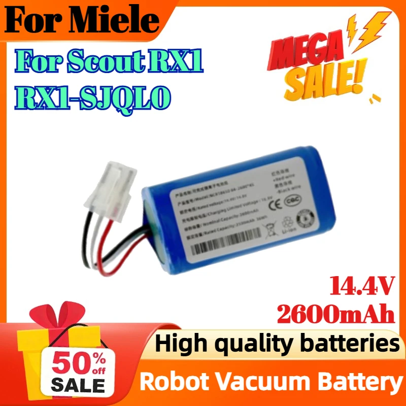 

14.4V 2600mAh Rechargeable Battery For Miele Scout RX1 RX1-SJQL0 Robot Vacuum Battery