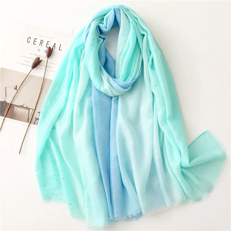 2022 Plain Lurex Glitter Ombre Viscose Shawl Scarf High Quality Autumn Winter Wrap Pashmina Stole Bufandas Muslim Hijab 180*90Cm