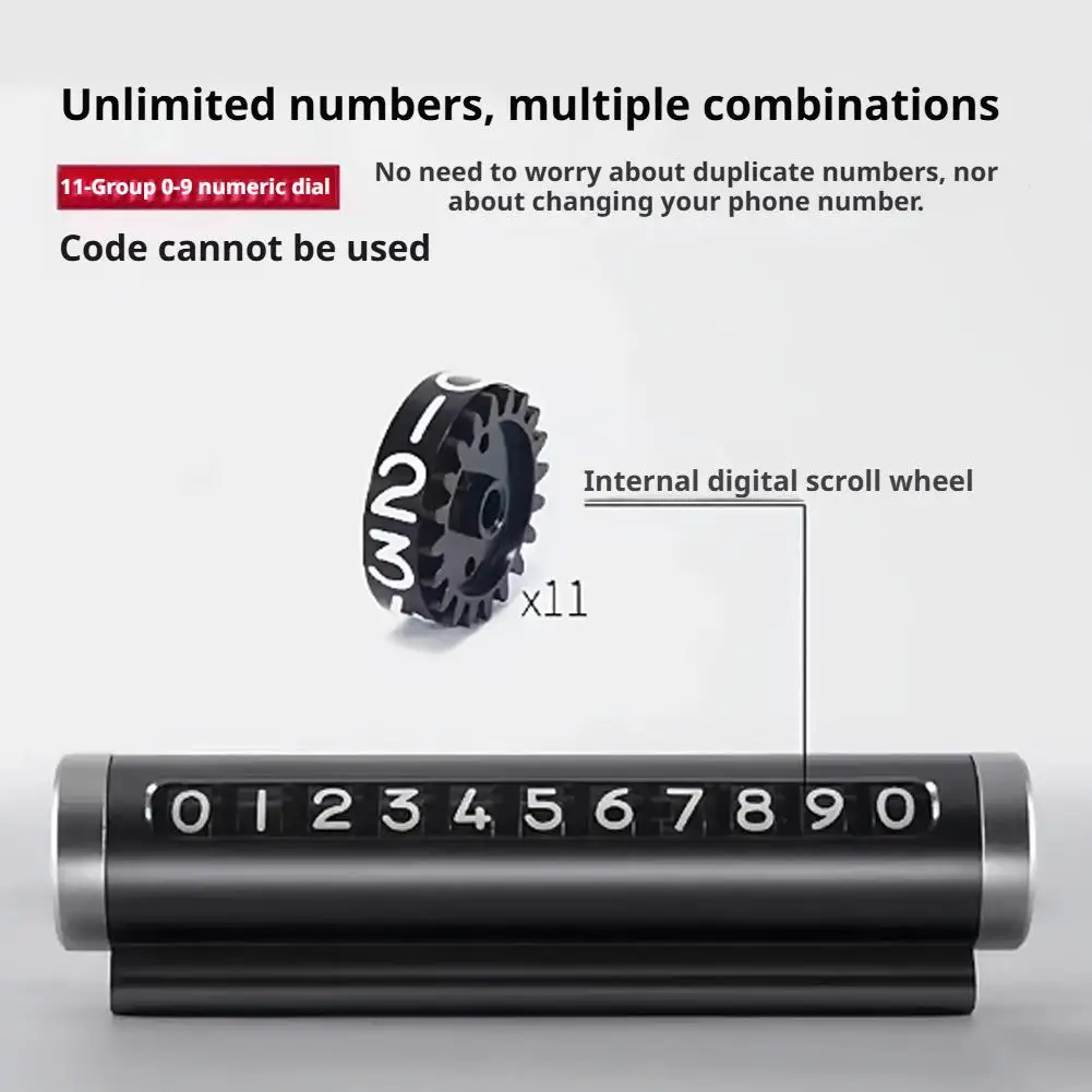 Metal Car Temporary Parking Card Universal Rotate Phone Number Plate Aluminum Stickers Park Stop in Car-styling Auto Accessories - view 5