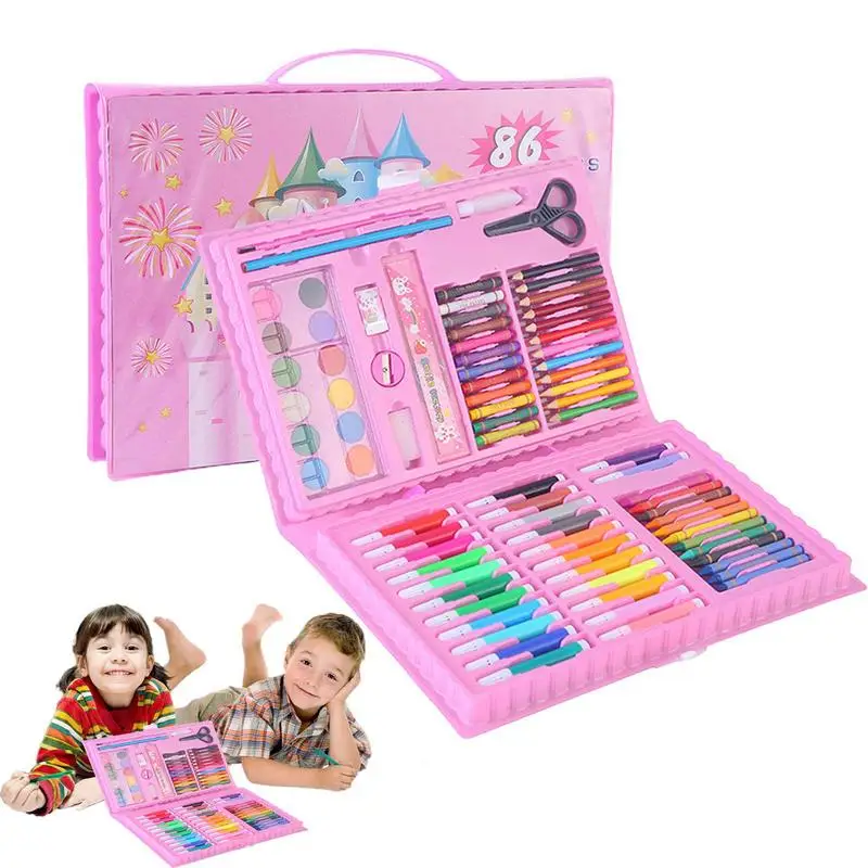 

Children Art Painting Set Watercolor Pencil Crayon Water Pen Drawing Board Doodle Supplies Kids Educational Toys Gift 86PCS