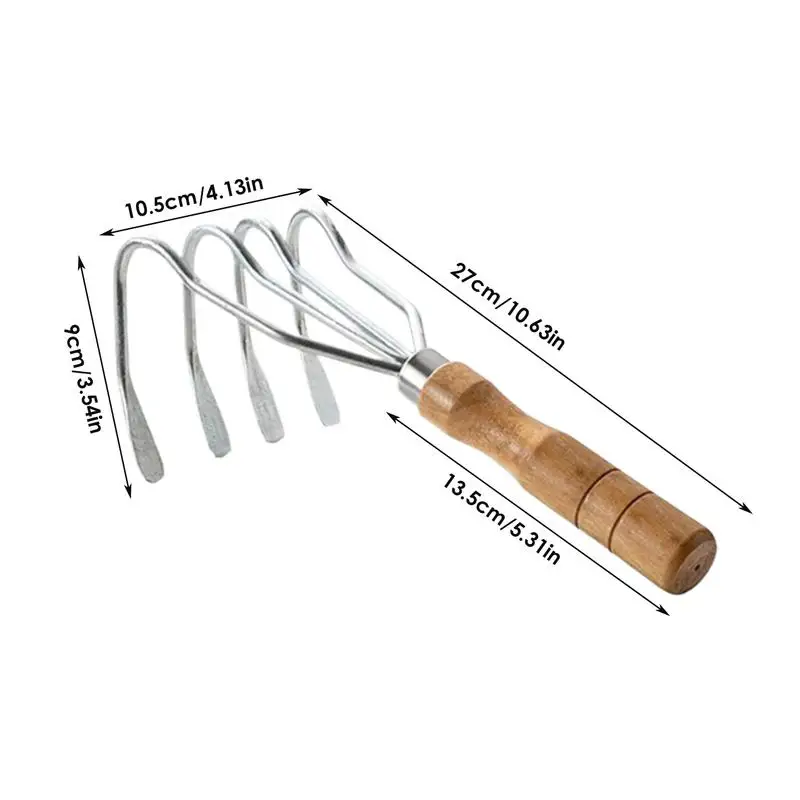 اليد أشعل النار الخشب مقبض الشاطئ البطلينوس مكشطة يده 4 الأسنان متعددة الوظائف أشعل النار لبطحيرة مزرعة المناظر الطبيعية بركة الكنز