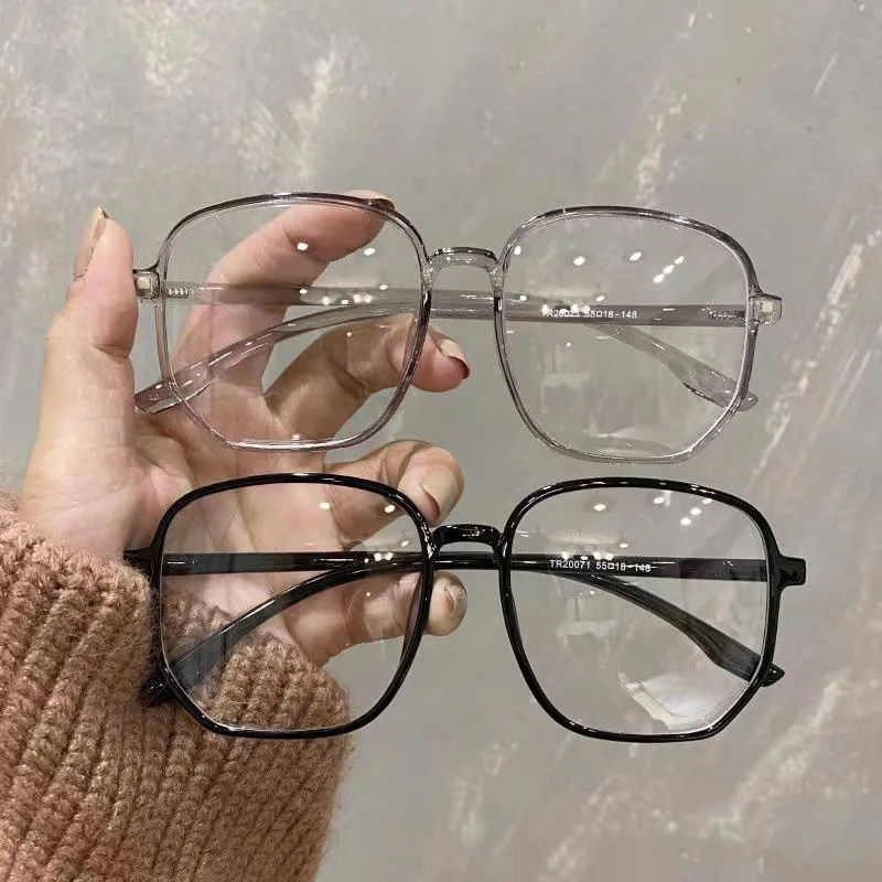 2024 New Fashion Simplicity Big Square Frame Anti Blue Light Glasses Transparent Plain Spectacles Women Men Computer