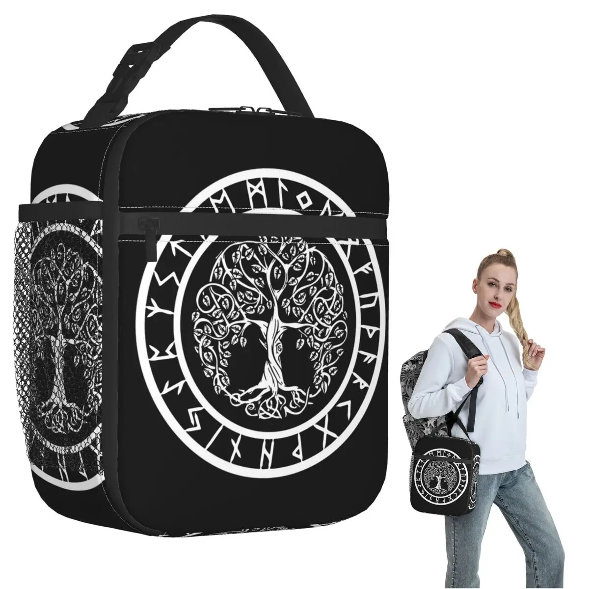 Nordic Viking Scandinavn Odin Symbol Insulated Lunch Bag for Women Children Leakproof Food Boxes Thermal Lunch Box Tote