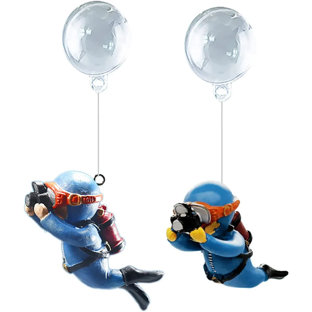 

2pcs Ornaments Fish Tank Aquarium Decor Floating Blue Design Decorative Diver Figurines Safe Material Adjustable Position
