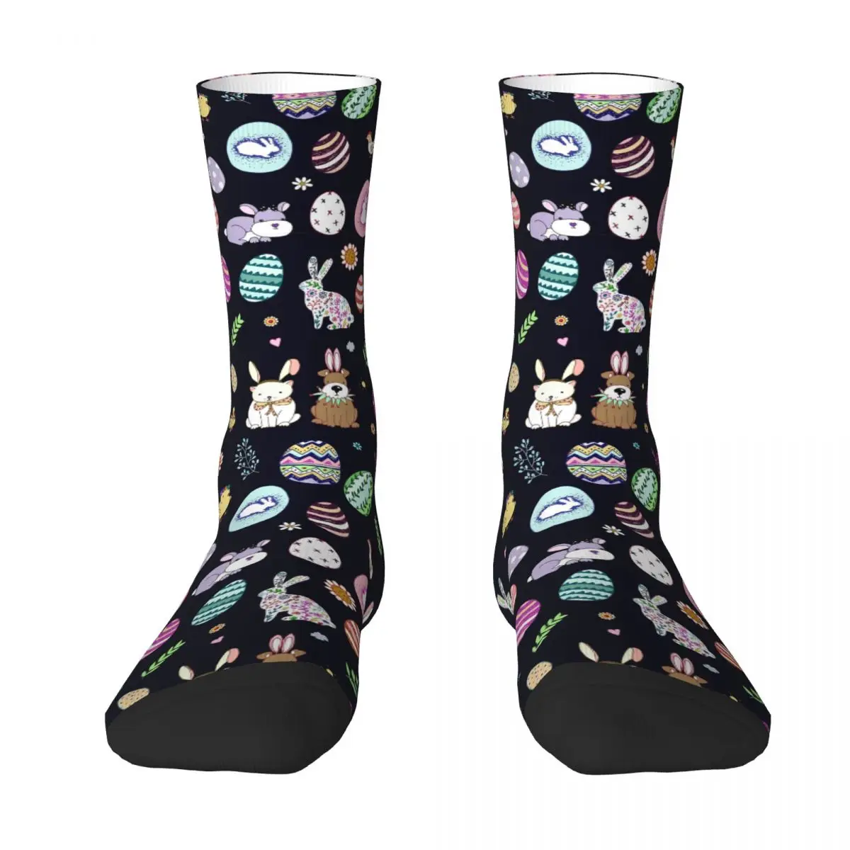 Happy Easter Socks Autumn Eggs Bunnies Floral Animal Stockings Harajuku Men High Quality Socks Design Outdoor Non Skid Socks