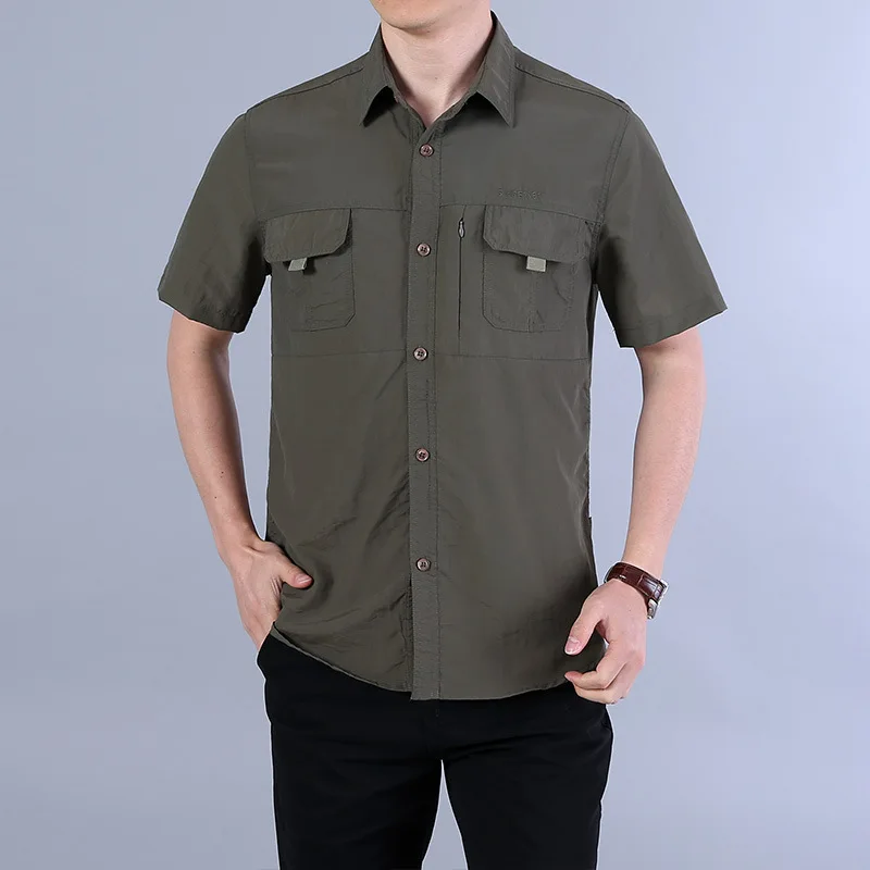 2022 Quick Drying Men Shirts Tactical Short Sleeve Shirts Male  Breathable Outwear Work Shirt Men chemise homme