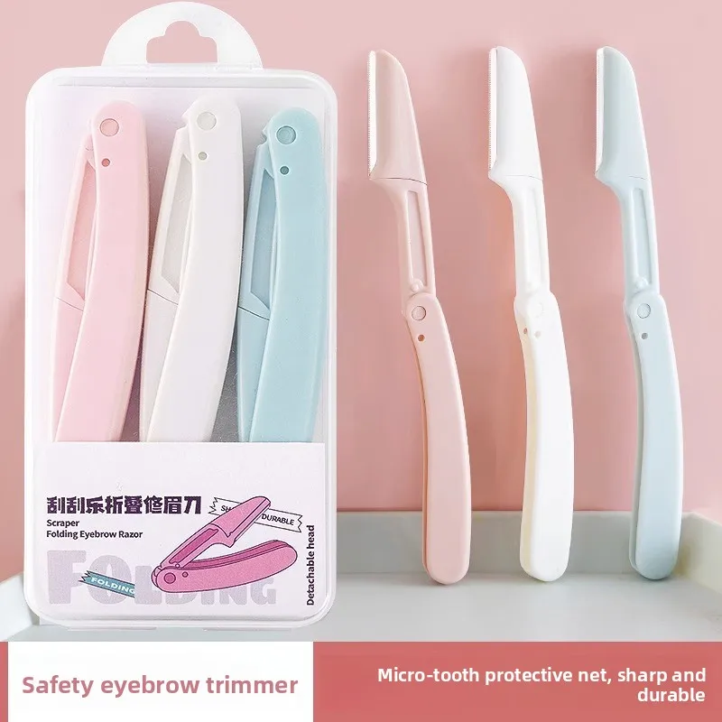 3/6PCS Folding Eyebrow Razor Safety Facial Razor Micro Guard Face Hair Remover Portable Beauty Tool for Women Makeup
