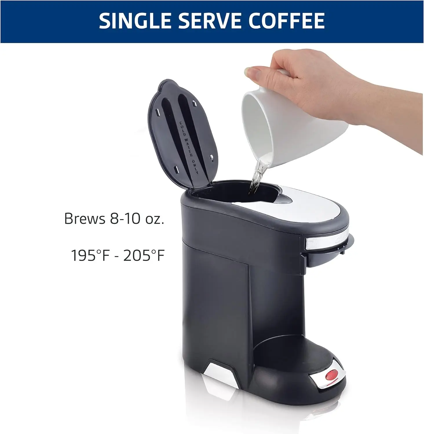 ماكينة صنع القهوة ذات الخدمة الواحدة، تحضير 10 أونصة من القهوة أو الماء الساخن، وعبوات قهوة مشوية داكنة عادية سعة 84 قيراط