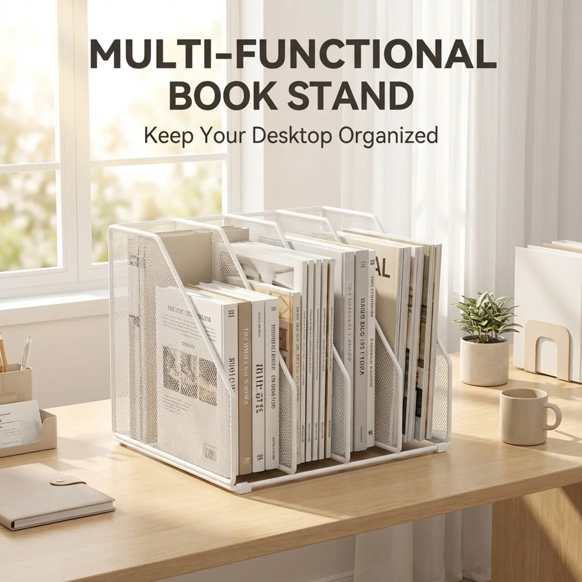3 Slot 4 Slot File Organizer, Metal Mesh Document Holder Rack for Desk, Large Capacity A4 A3 Paper Storage Tray for Office Schoo