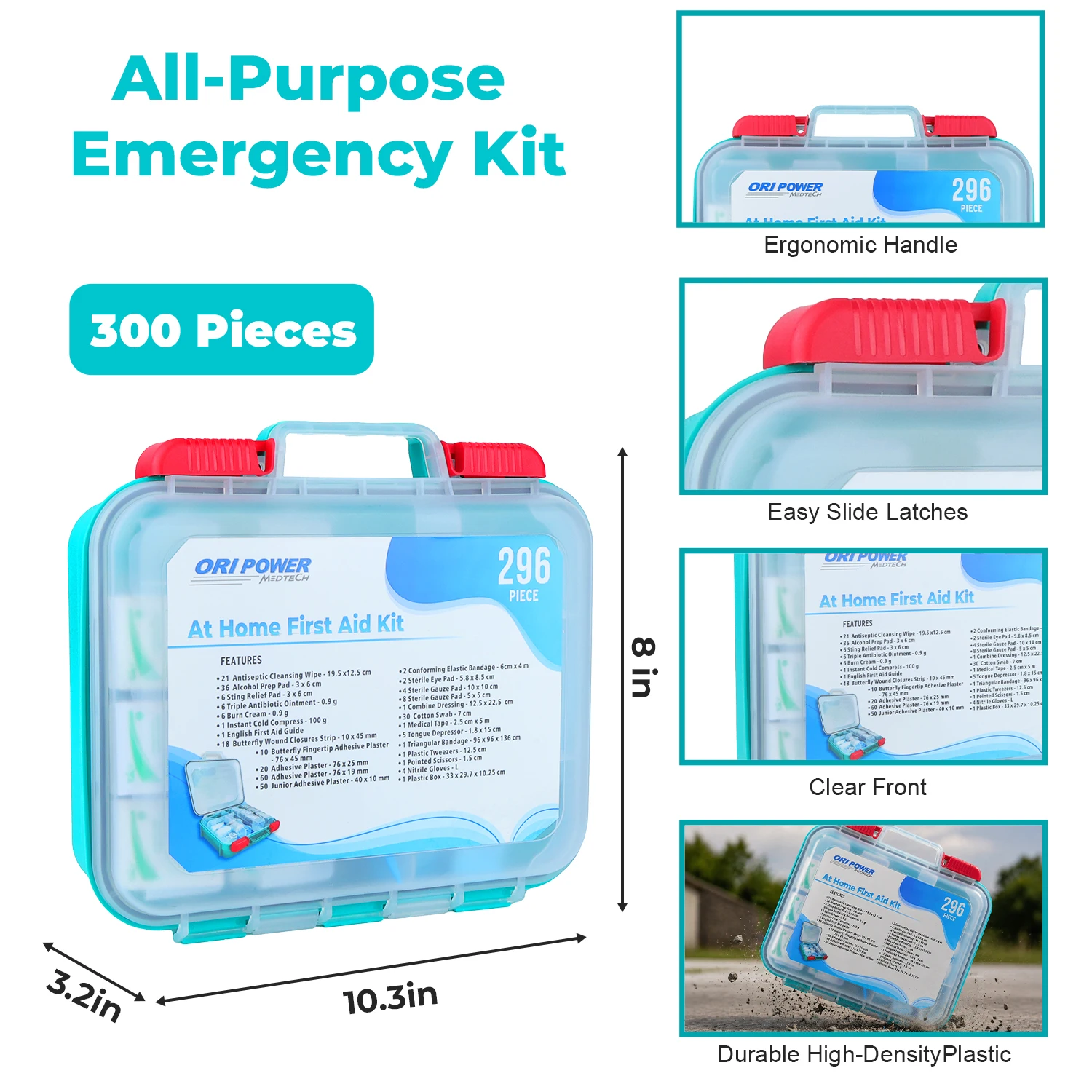 ORIPOWER Compact Home First Aid Kit 80-Piece All-in-One Household Emergency Kit with Bandages, Antiseptic for Family Daily Use