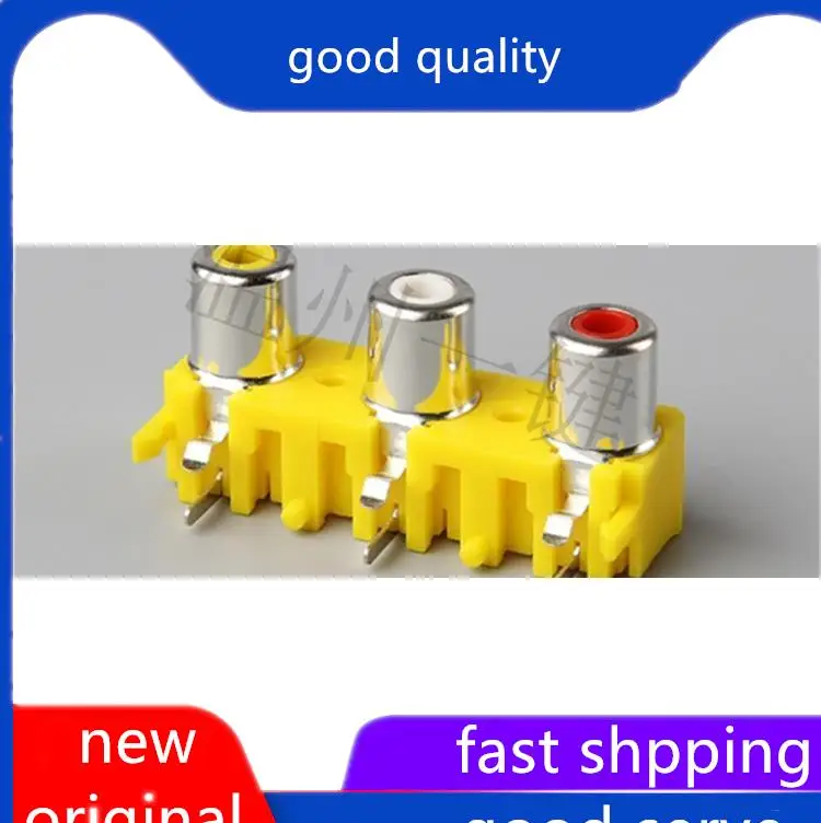 10pcs original new AV3-8.4-18 Same core socket 6-pin interface RCA socket 3-hole PCB welded socket Lotus socket yellow white red