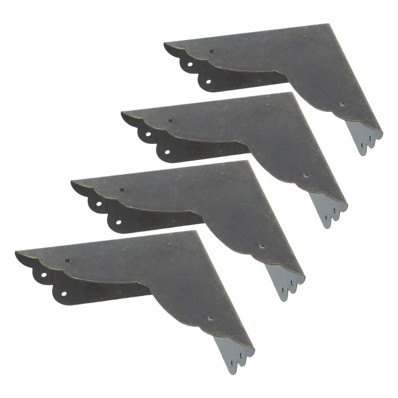 4Pcs Retro Bronze Metal Corner Protectors Decorative Triangle Edge Guards for Wooden Jewelry Storage Box Case Cabinet