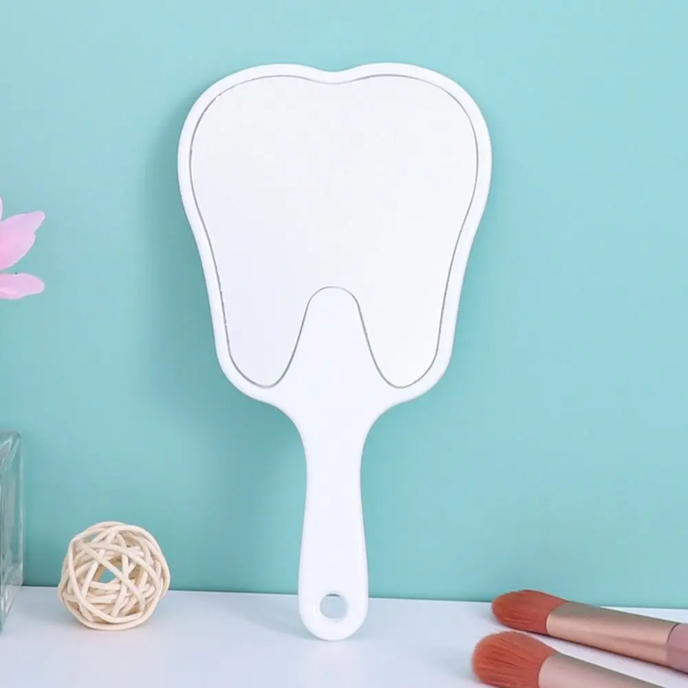 Multicolor Plastic Tooth-shaped Mirror Mini High-definition Handheld Sector Mirror Lightweight Portable Makeup Mirror Home Decor