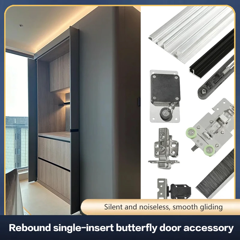 

Heavy Duty Stainless Steel Hidden Retractable Pocket Door Track For Wardrobe Cabinet Butterfly Folding Door Hardware System