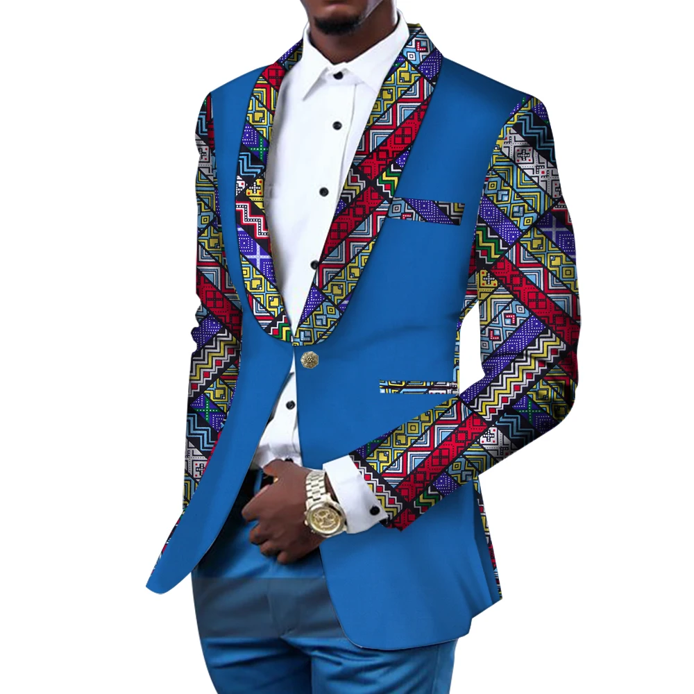 Men Blazer Slim Fit Fancy Blazers Suit Jacket African Men Clothes Blazer Wedding Dress Suit Dashiki Bazin Riche Ankara WYN145