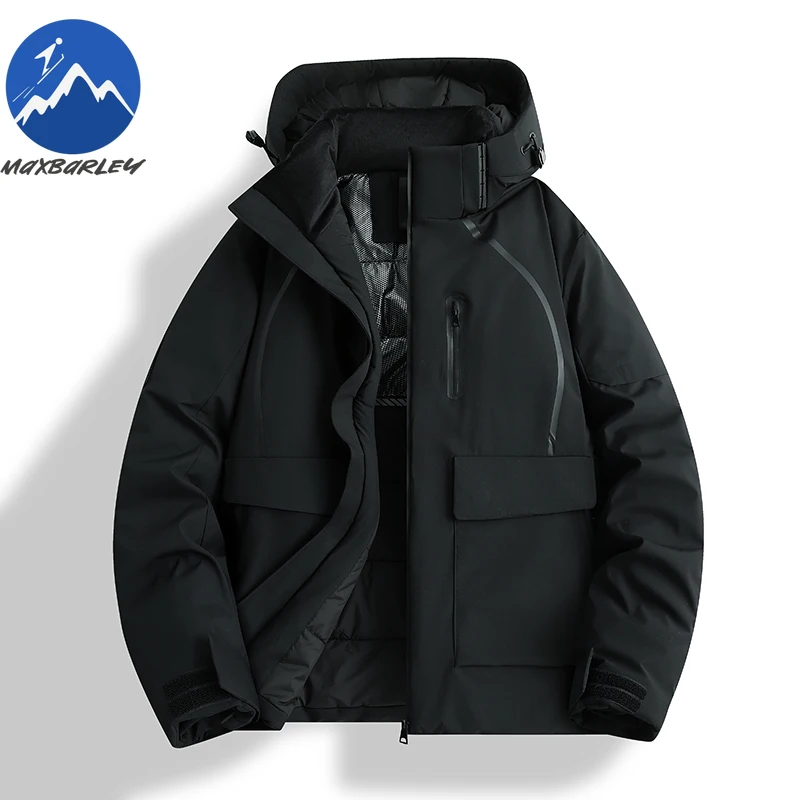 

Maxbarley 2026 Winter Jacket Men Outdoor Trendy Travel Waterproof Graphene Warm Parka Casual Thick Ski Hooded Windbreaker Coat