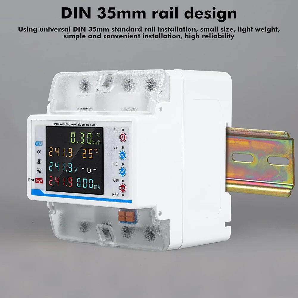 Wifi Three Phase Smart Circuit Breaker Energy Meter with Multiple Protection Functions for Tuya Home Automation