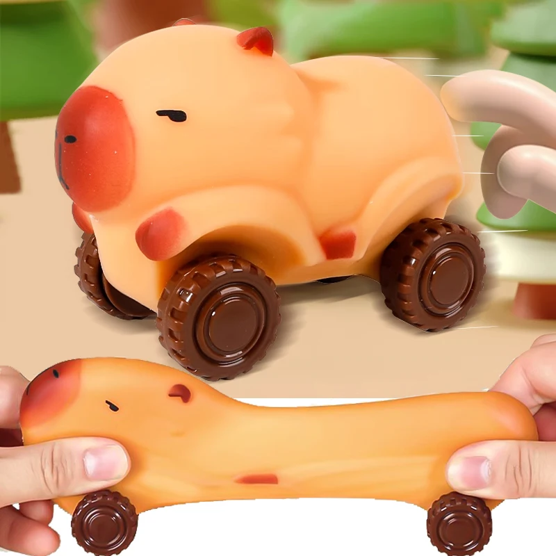 Simulation Capybara Doll Stretching Sliding Car Toy for Children Finger Decompression Pinching Doll Transforming Sliding Car Toy