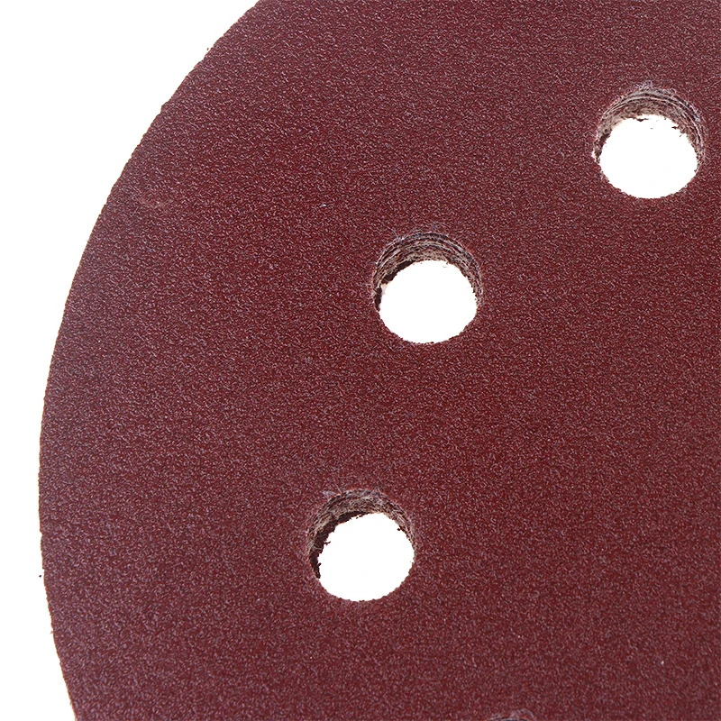 

10 шт., высокое качество, 5 дюймов, 8 отверстий, шлифовальная подушечка из глинозема, шлифовальный лист, полировальная наждачная бумага, шлифовальные диски, абразивный инструмент для полировки