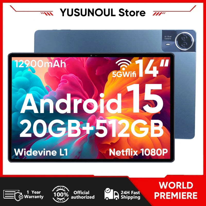 

2026 High-Defined Super 14 Inch Large Screen tablet Pc Android15 4G Phone Call tablet 20GB+512GB BT 5G WiFi GPS Google Play Pad