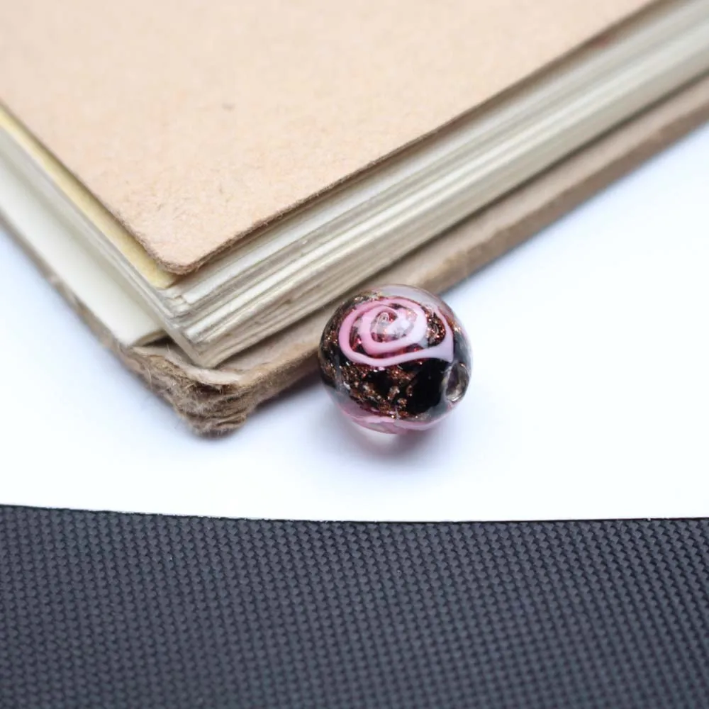 Black Glass Bead Flower Lampwork Beads  for Jewelry Making Diy Jewellery Supplies Kralen Bisuteria Handmade Perles Fabrication d