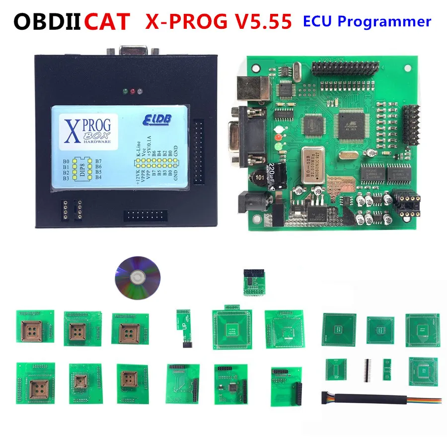 Xprog v5.55 ECU رقاقة ضبط مبرمج ECU المبرمج XPROG 5.55 صندوق معدني أسود ضبط رقاقة السيارات XPROG-M V5.55