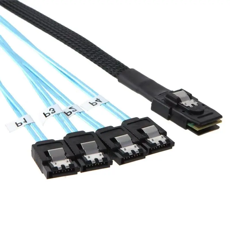 Cabo sas sata mini-sas SFF-8087 para 4 cabo sata mini sas 4i sff8087 36p para 4 cabo sata 7p 12gbps 50cm dados de disco rígido 0.5m 1m