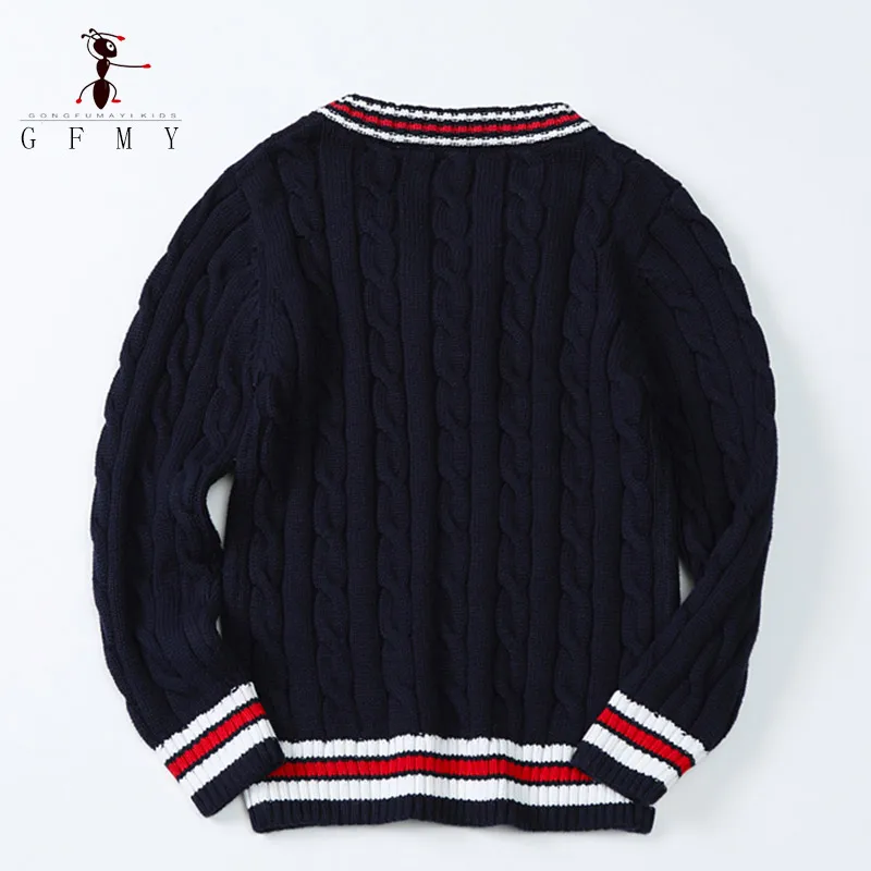 2022 GFMY Autumn Winter Boys Girls Knitted Sweater Mink Velvet Warm Long Sleeve Tops Children\'s V- neck Pullover Knitwear