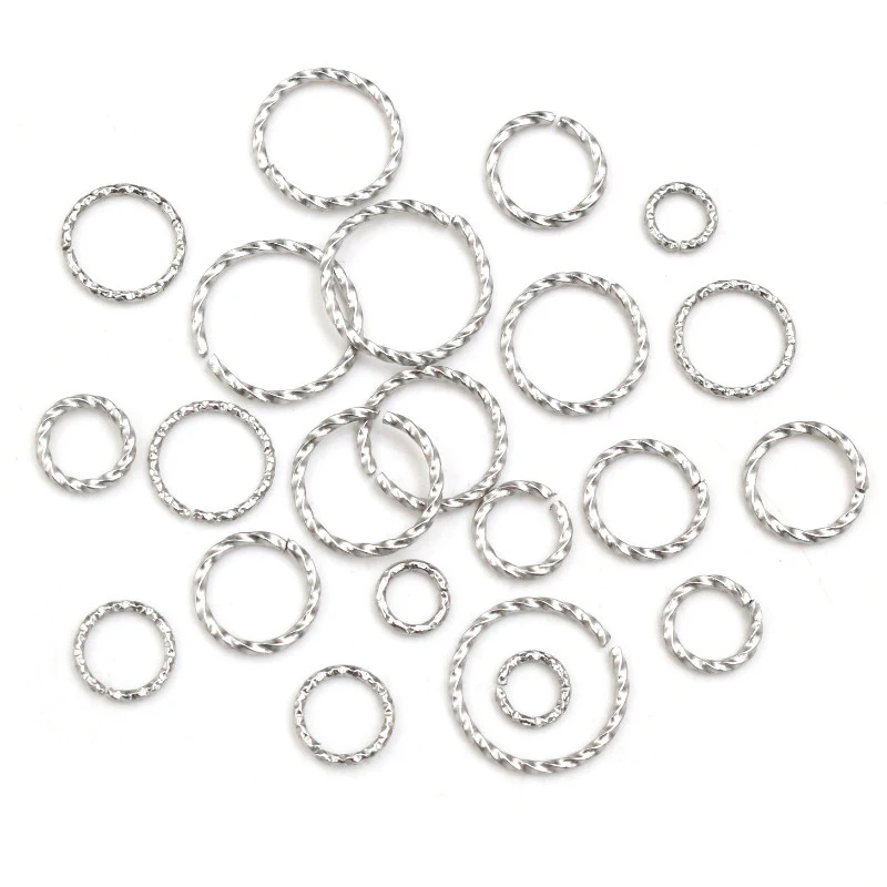 

50pcs Stainless Steel 1/1.2mm thick 6 8 10 12 14mm Twist Open Jump Rings for DIY Jewelry Making Findings for Earrings Necklace