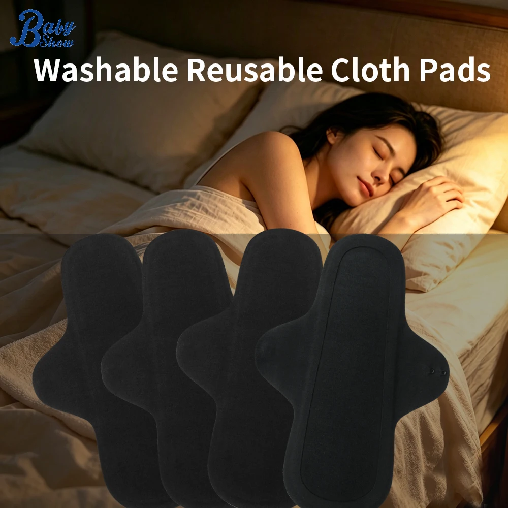 2pcs/4pcs Washable Cloth Cotton Pads Postpartum Care Reusable Sanitary Pads Breathable Keep-in-Place Underwear Panty Liners
