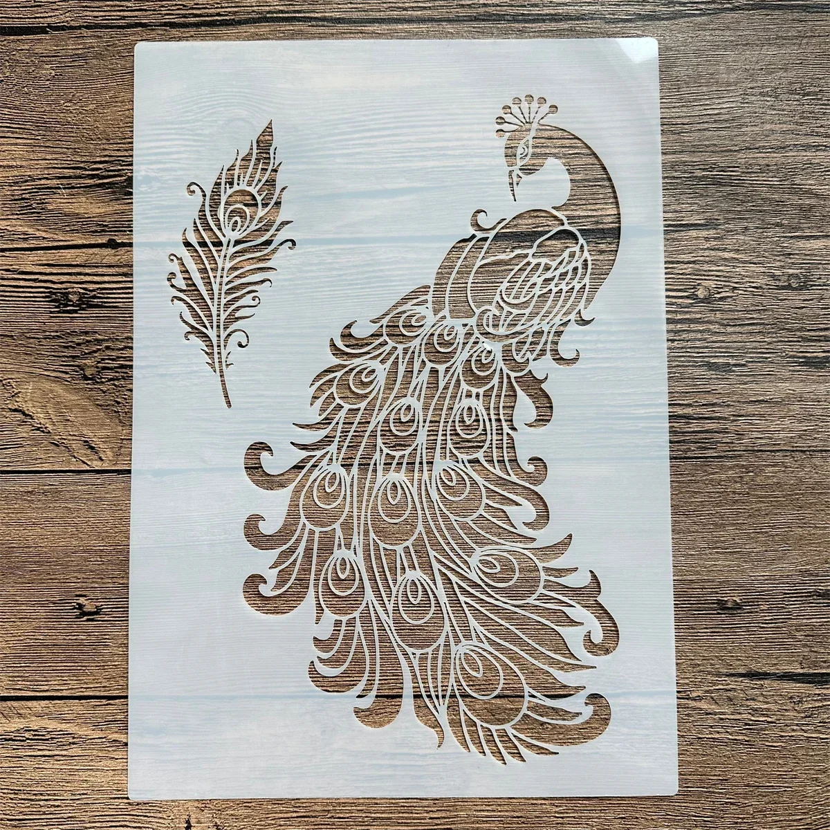A4 29 *21cm DIY mandala mold for painting stencils stamped photo album embossed paper card on wood fabric, wall Animals peacock