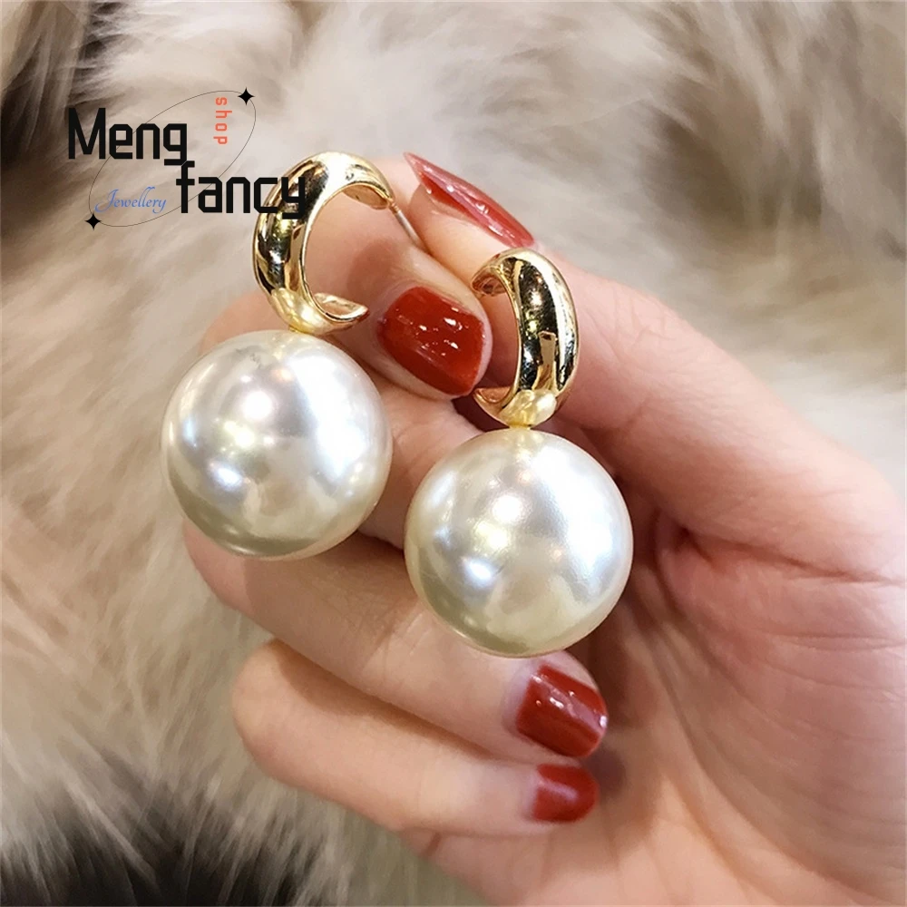 

Silver Needle Large Pearl Earrings, Personalized Metal Arc - Shaped Earrings, Earrings, And Elegant Stud Earrings Fashion Jewelr
