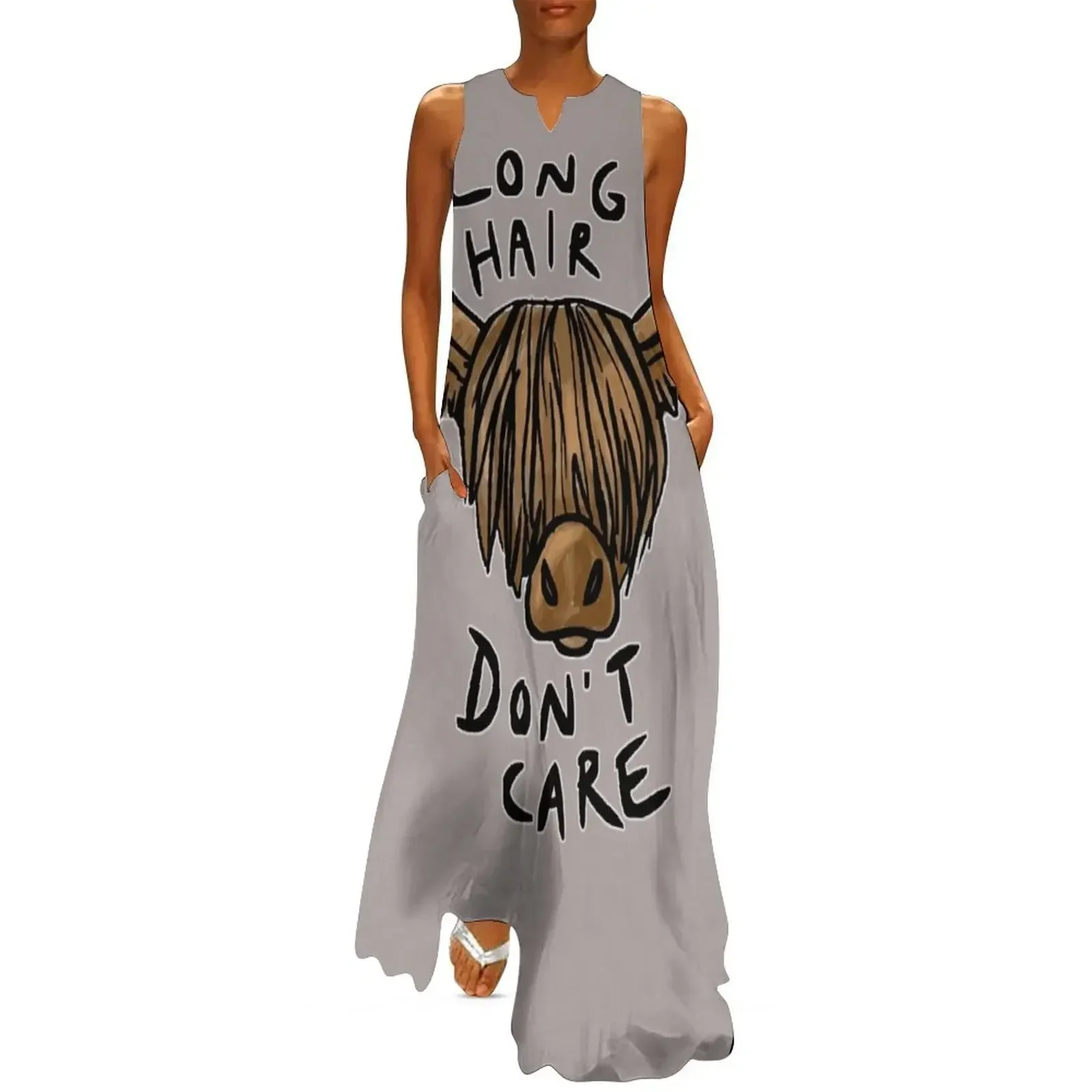 

Long Hair Don't Care - the Highland Cow Long Dress Women's evening dress Evening dresses women evening dress