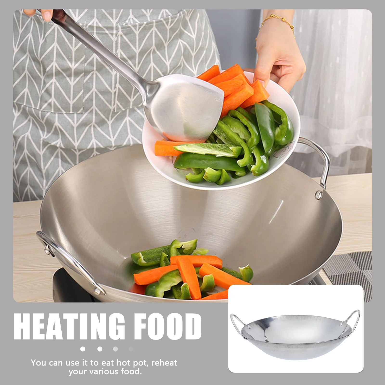 

1Pcs Stainless Steel Dry Pot Portable Thickened Heat Resistant Cooking Pan for Hot Pot Soup Reheating Alcohol Stove Gas Stove