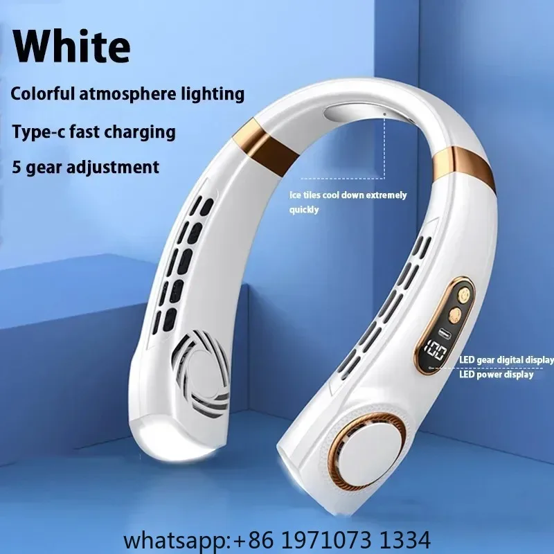 Charging Neck Fan 5 Speed Portable Digital Display Rechargeable Bladeless Electric fan Air Conditioner For Sport