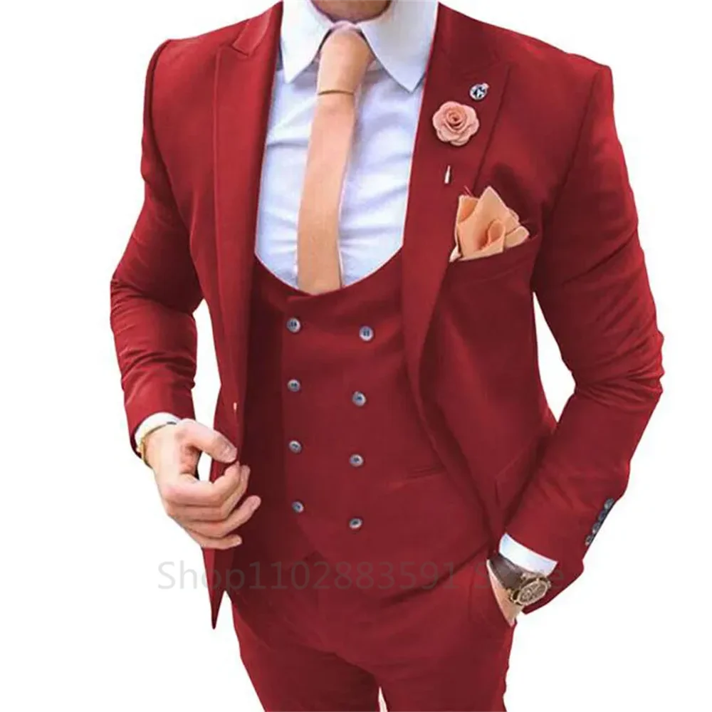 Men's Suit For Wedding Business Slim Fit 3 Pieces Set Groom Professional Tuxedos Blazer Prom Suits Jacket Vest With Pants