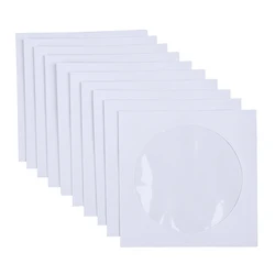 50PCS 12.5CM CD DVD Disc Paper Sleeves Envelopes Storage Clear Window Case Flap White Folded Paper Bag