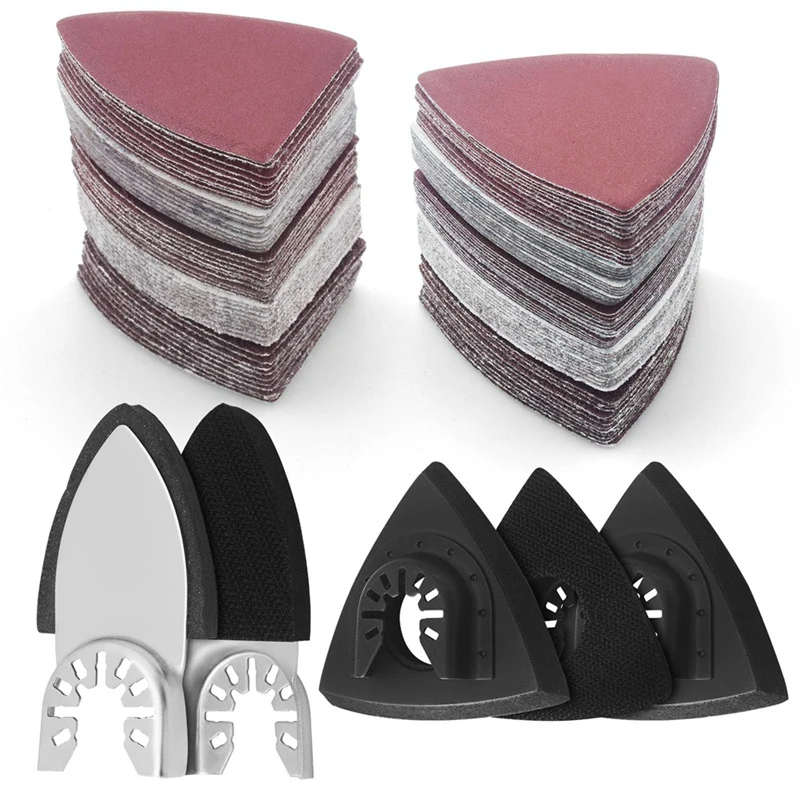 135Pcs Oscillating Tool Sanding Pads Kit Triangle Sanding Pads Triangle Sandpaper Finger Sanding Pads Finger Sandpaper