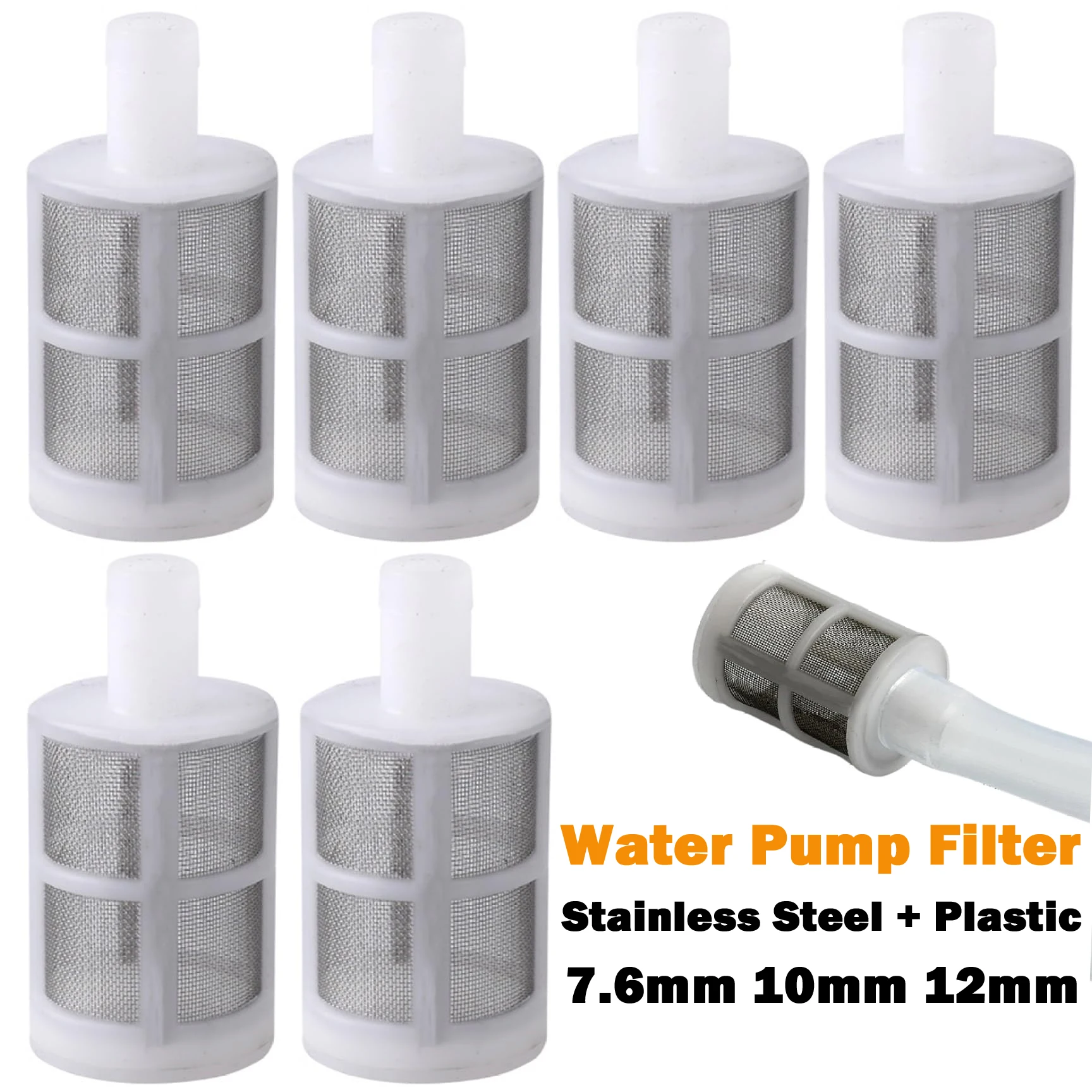 

5 ~ 100 шт. фильтр водяного насоса 7,6 мм 10 мм 12 мм чистящая сетка садовый микроирригационный водяной насос защищает шланг чистый экранный фильтр