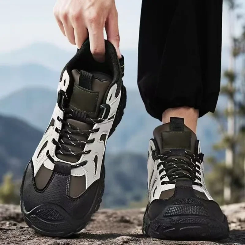 Autumn New High Top Anti Slip Climbing Sneakers Breathable Comfortable Lace-Up Man Shoes Outdoor Platform Casual Hiking Shoes