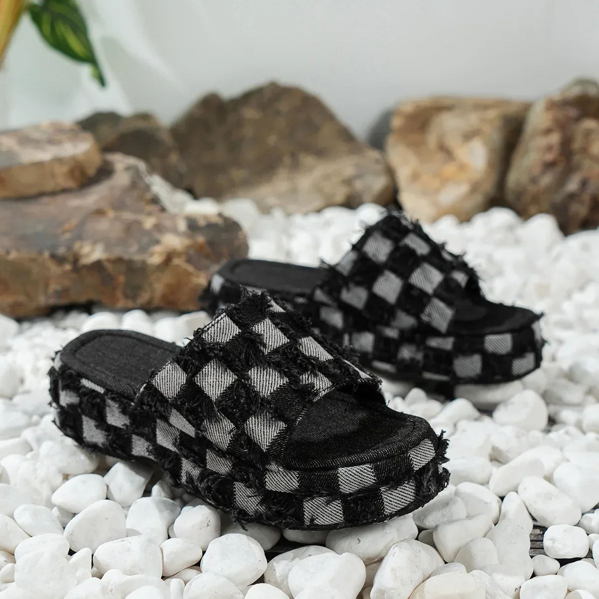 Denim Women Slippers Summer 2025 Platform Open Toe Women Sandals Fashion Desig Jeans Canvas Slippers Beach Sandalias De Mujer