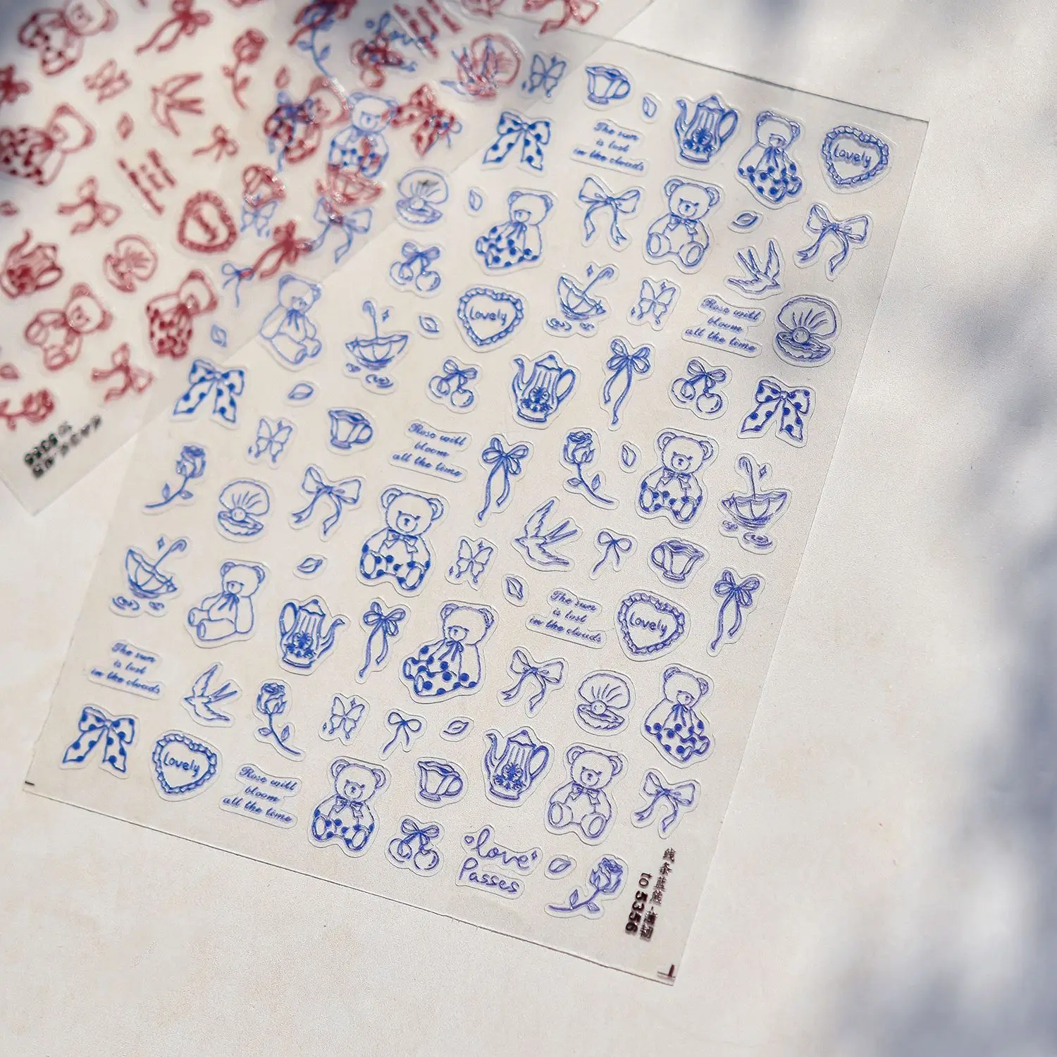 لطيف الكرتون ملصقات الأظافر رقيقة صعبة الحديثة بسيطة خط الدب مسمار الفن اكسسوارات ملصقات الظهر لاصق الأظافر زينة ثلاثية الأبعاد #5